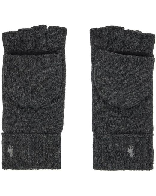 Polo Ralph Lauren Black Gray Convertible Gloves for men