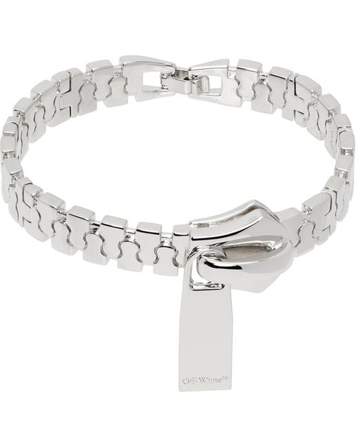 Off-White c/o Virgil Abloh White Silver Zip Bracelet for men