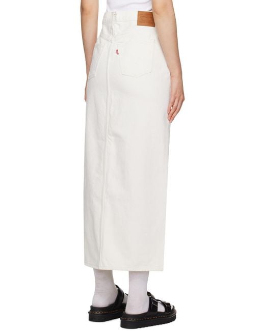 Levi's White Ankle Column Denim Midi Skirt