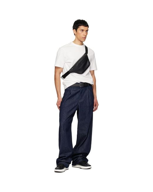 HUGO Black Logo-Keeper Buffalo Leather Belt for men