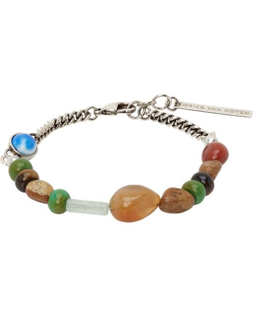 Dries Van Noten Metallic Natural Stones Bracelet