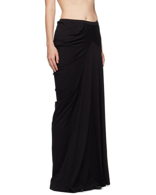 Dries Van Noten Black Draped Cotton Maxi Skirt