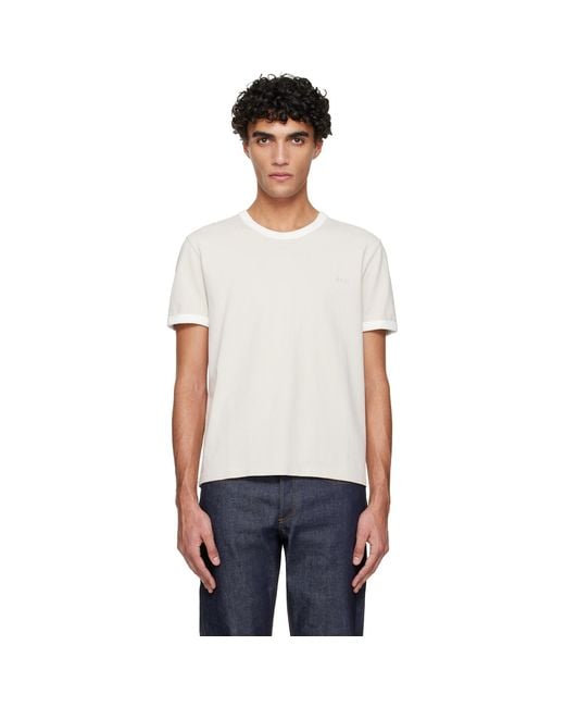 A.P.C. Black Embroide Logo T-shirt for men