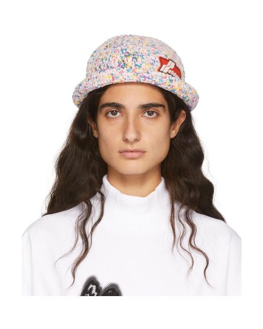 we11done White Multicolor Crochet Logo Bucket Hat