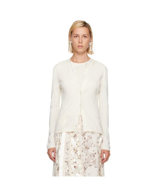 Simone Rocha White Off- Pointelle Cardigan