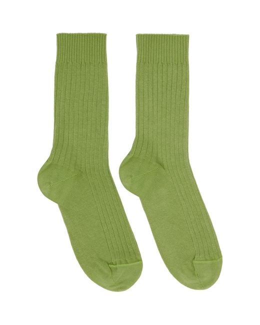 Baserange Green Three-Pack Rib Overankle Socks
