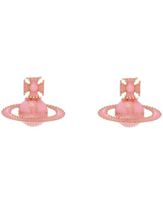 Vivienne Westwood Black Pink & Rose Gold Amanda Bas Relief Earrings