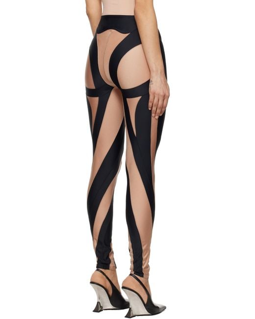 Mugler ブラック＆ベージュ Spiral レギンス Black