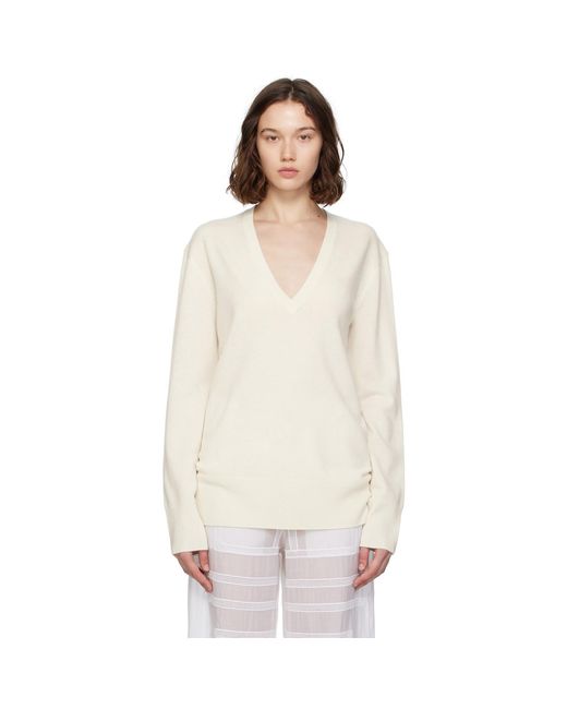 Totême Multicolor Off- Cashmere V-Neck Knit Sweater