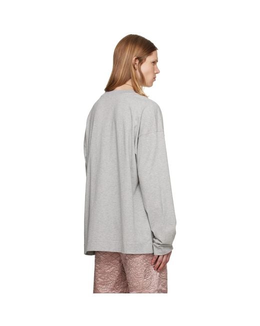Dries Van Noten Gray Embroidered T-Shirt for men