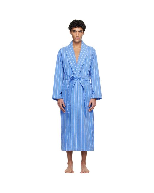 Tekla Blue Terry Classic Bathrobe for men