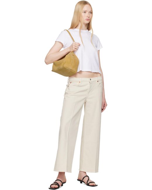 Jean Ample Et Extensible Blanc Cassé À Jambes Écourtées Re/done en coloris White