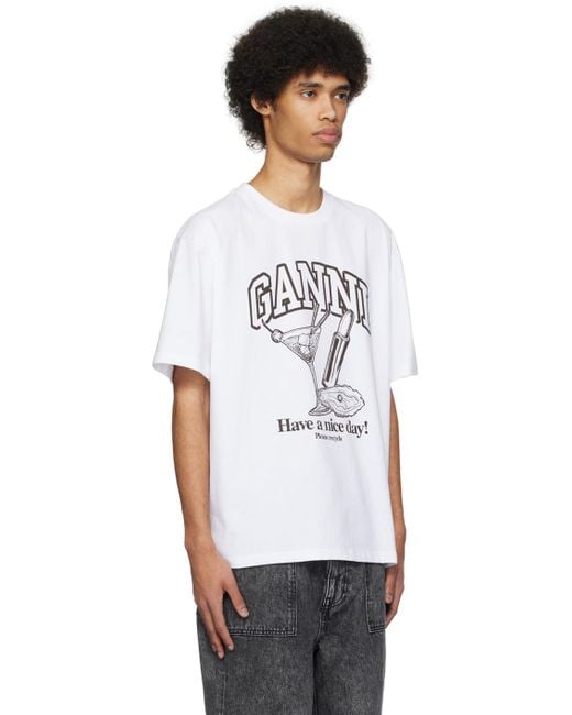 Ganni White Cocktail T-shirt for men