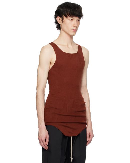 Rick Owens Red Brown Ribbed Tank Top for men
