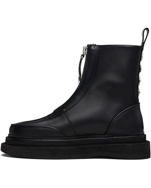 Toga Virilis Black Leather Aj1430 Zip-Up Boots for men