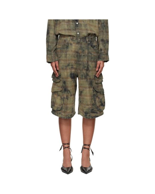 R13 Green Bermuda Cargo Shorts