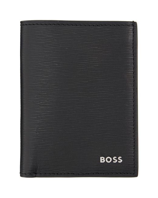 Boss Black Vertical Bifold Card Holder for men