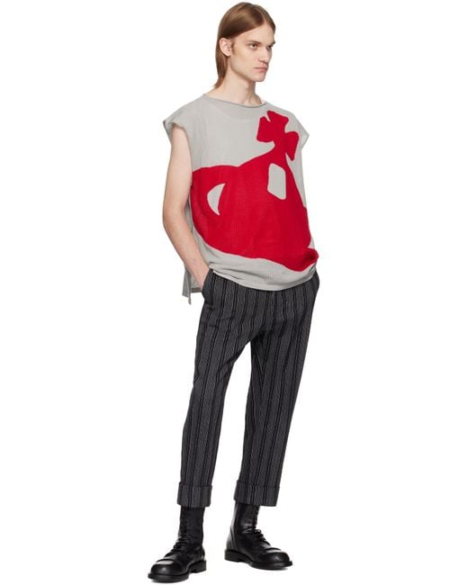 Vivienne Westwood Red Intarsia Pixel Orb Tank Top for men