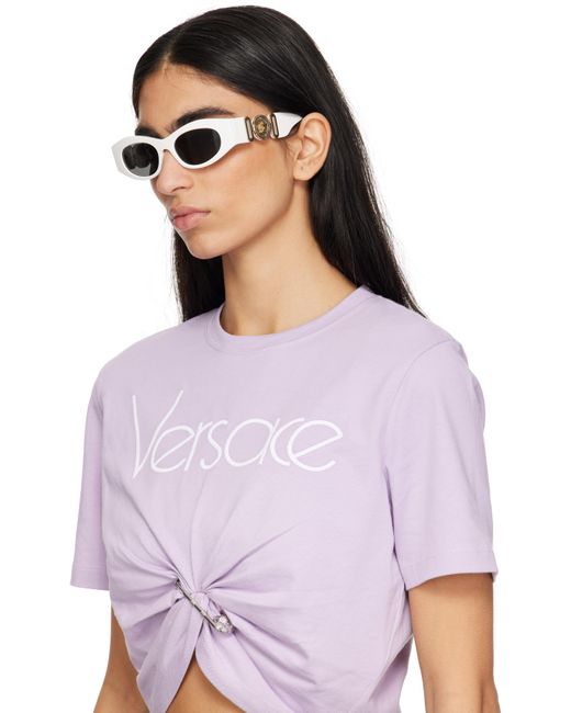 Versace ホワイト メドゥーサ ビギー キャットアイサングラス Black