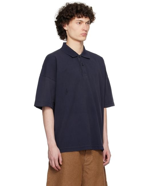 J.W. Anderson Blue Anchor Print Polo for men