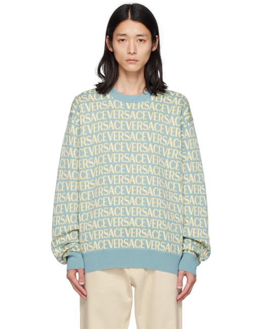 Versace Green Allover Sweater for men