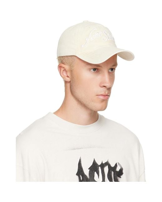 Acne White Off- Embroidered Logo Cap for men