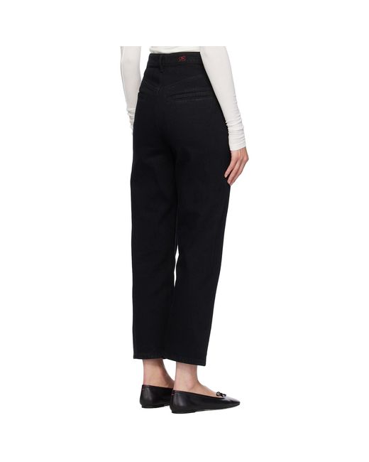 Fax Copy Express Black Stitch Straight-Leg Jeans