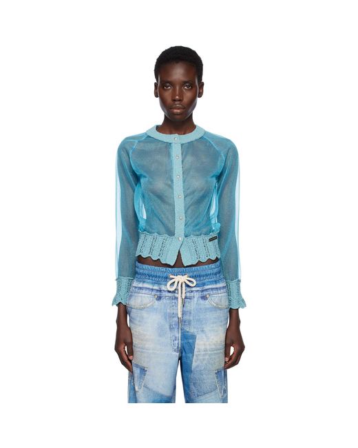 ANDERSSON BELL Blue Sheer Knit Cardigan