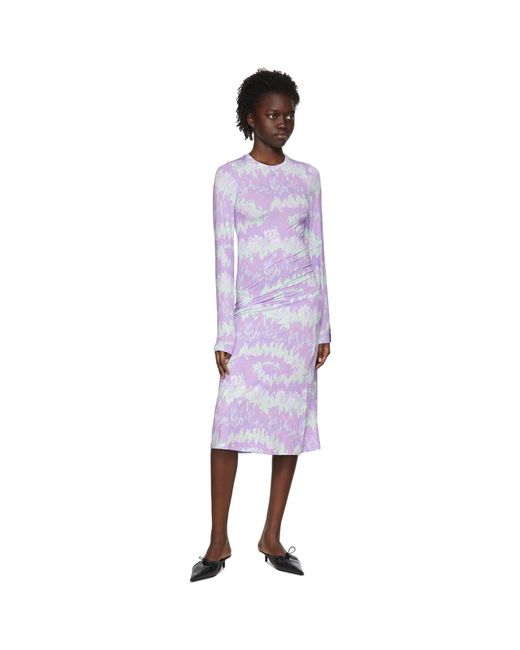 ROKH Black Purple Polyester Mid-length Dress