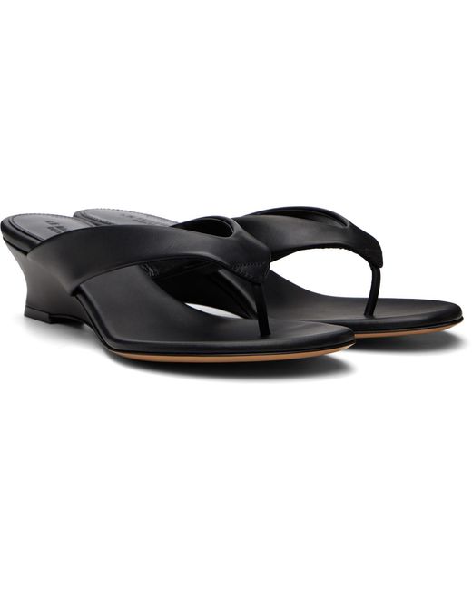 Le Monde Beryl Black Micro Wedge Thong Heeled Sandals