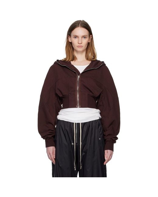Rick Owens Brown Burgundy Concordians Collage Hoodie
