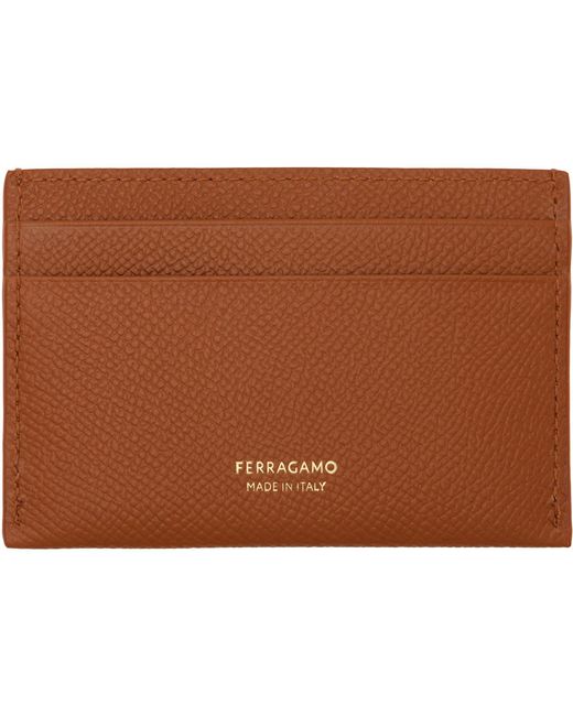 Ferragamo Brown Gancini Credit Card Holder