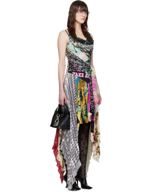 MARINE SERRE Black Multicolor Scarves Strap Maxi Dress