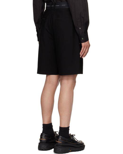 Feng Chen Wang Black Deconstructed Patchwork Shorts for men