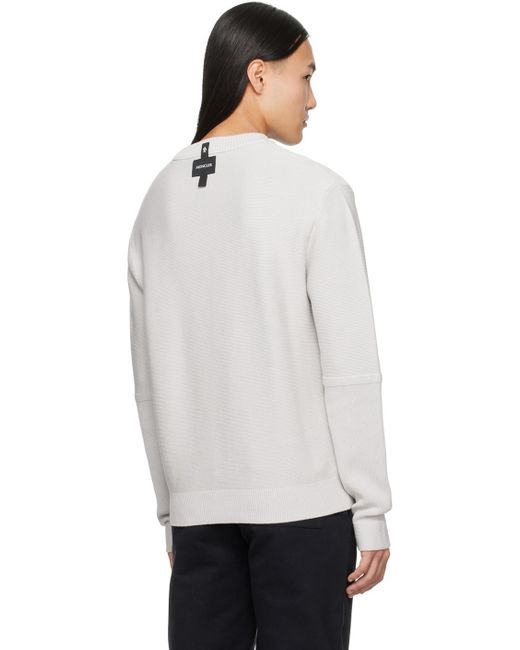 Moncler White Gray Patch Sweater for men