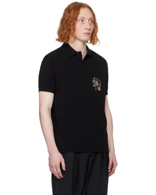Polo noir à image et logo brodés Paul Smith pour homme en coloris Black