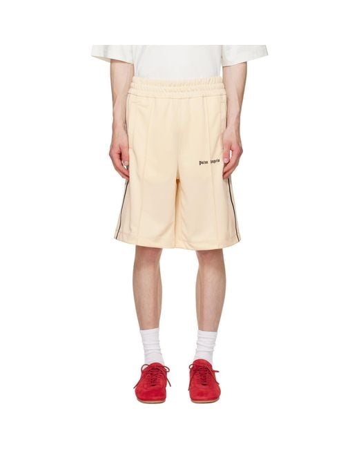 Palm Angels Natural Off- Classic Logo Track Shorts for men