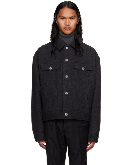 Ami Paris Gray Boxyfit Jacket in Black for Men Lyst