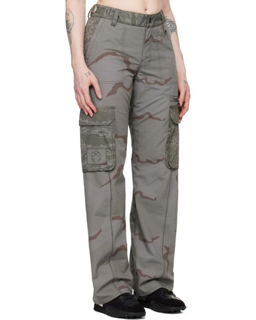 Pantalon gris en tissu antidéchirures suprarecyclé à motif camouflage MARINE SERRE en coloris Gray
