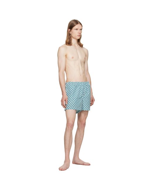 Casablanca Blue Cubist Monogram Printed Swim Shorts for men