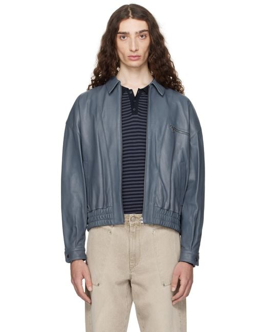 Paloma Wool Blue Lora Leather Jacket for men