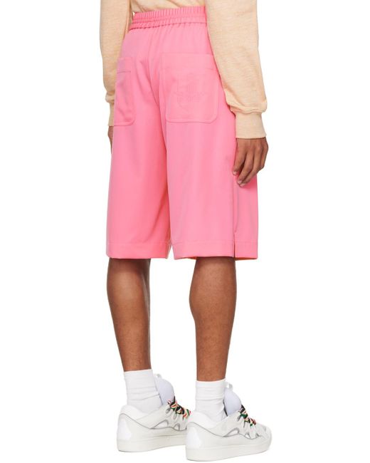 Lanvin Pink Embroide Shorts for men