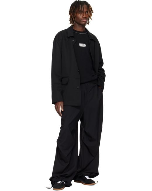 メンズ MM6 by Maison Martin Margiela ブラック ドレープ トラウザーズ Black