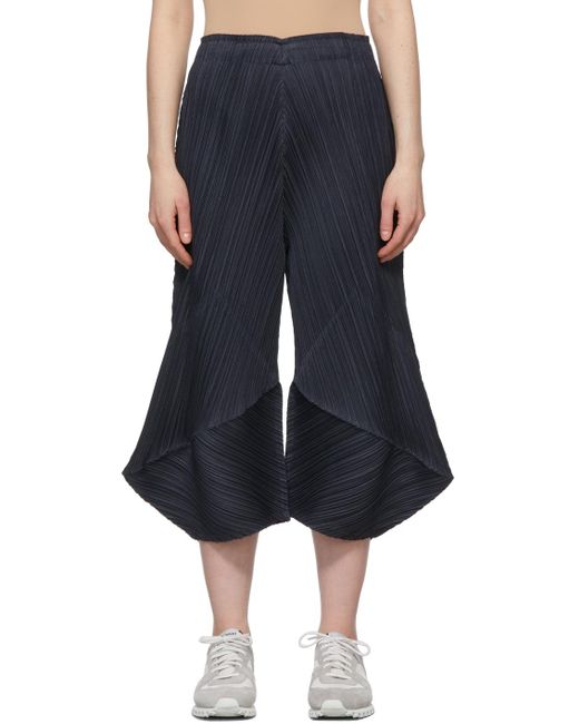 Pleats Please Issey Miyake Navy Thicker Bottoms 1 Trousers in 19 Blue ...