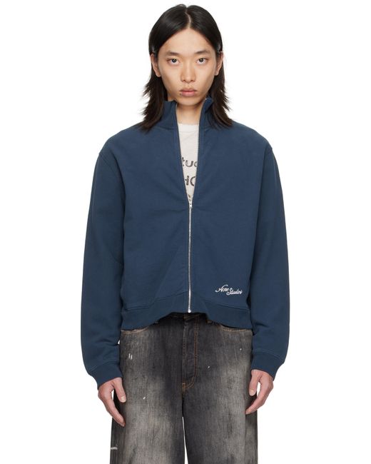 Acne Blue Zip-Up Sweatshirt for men
