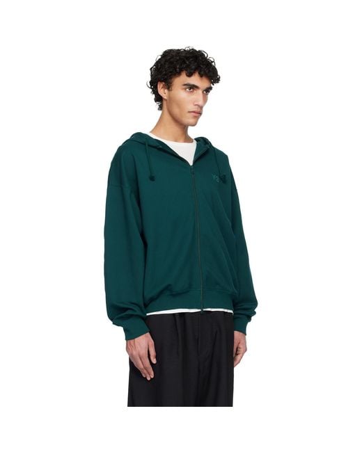 Y-3 Green Fl Zip Hoodie for men