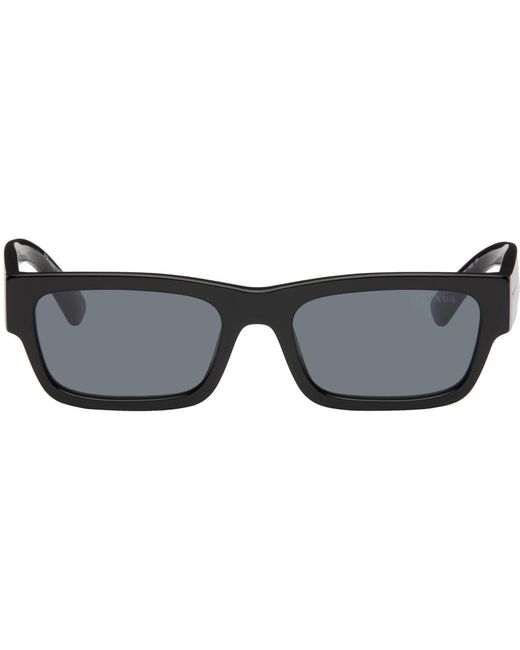 Prada Black Iconic Metal Plaque Sunglasses for men