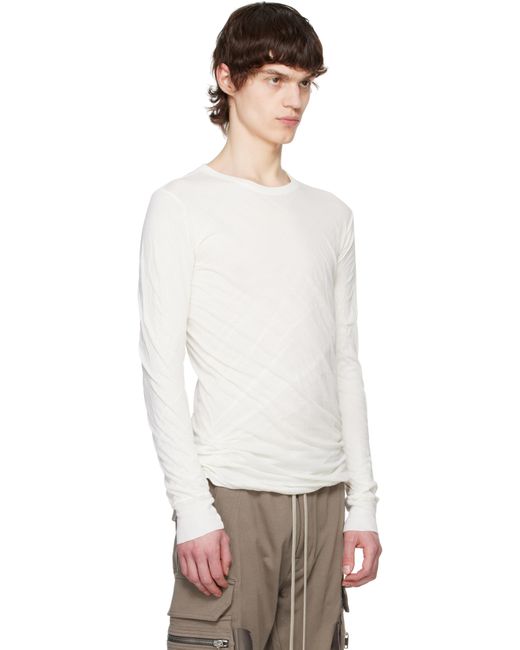 メンズ Rick Owens オフホワイト Hollywood Double 長袖Tシャツ White