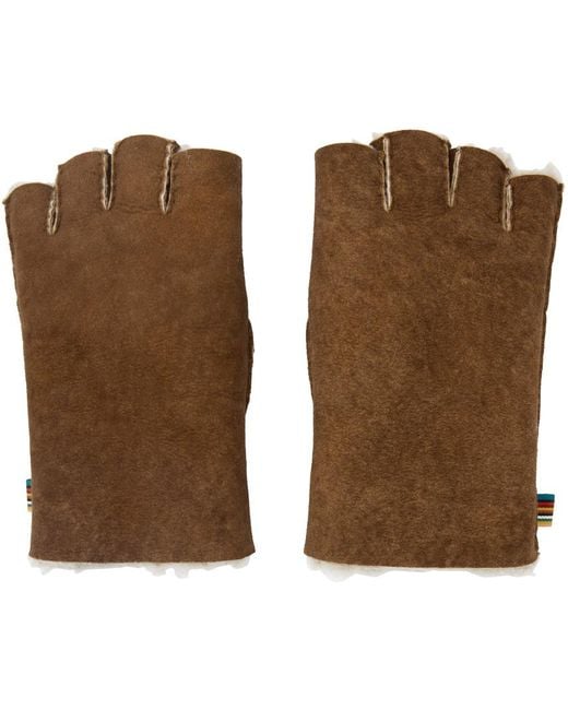 Paul Smith Natural Brown Fingerless Gloves for men