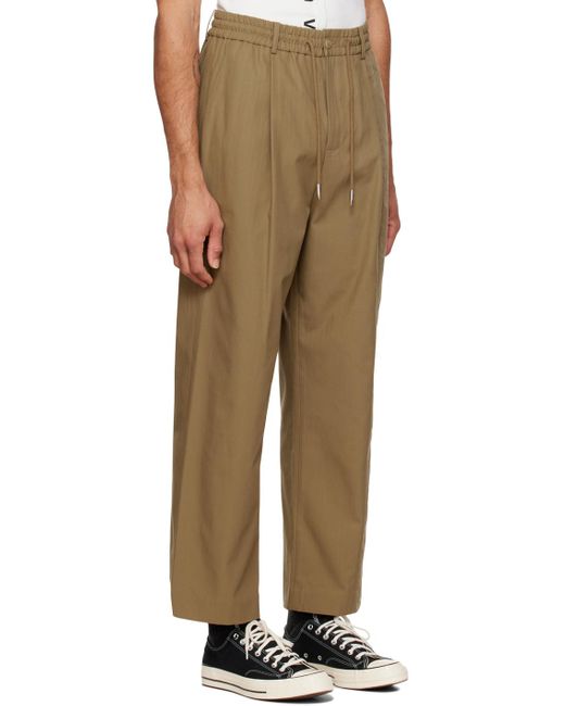 Feng Chen Wang Natural Embroidered Panel Trousers for men